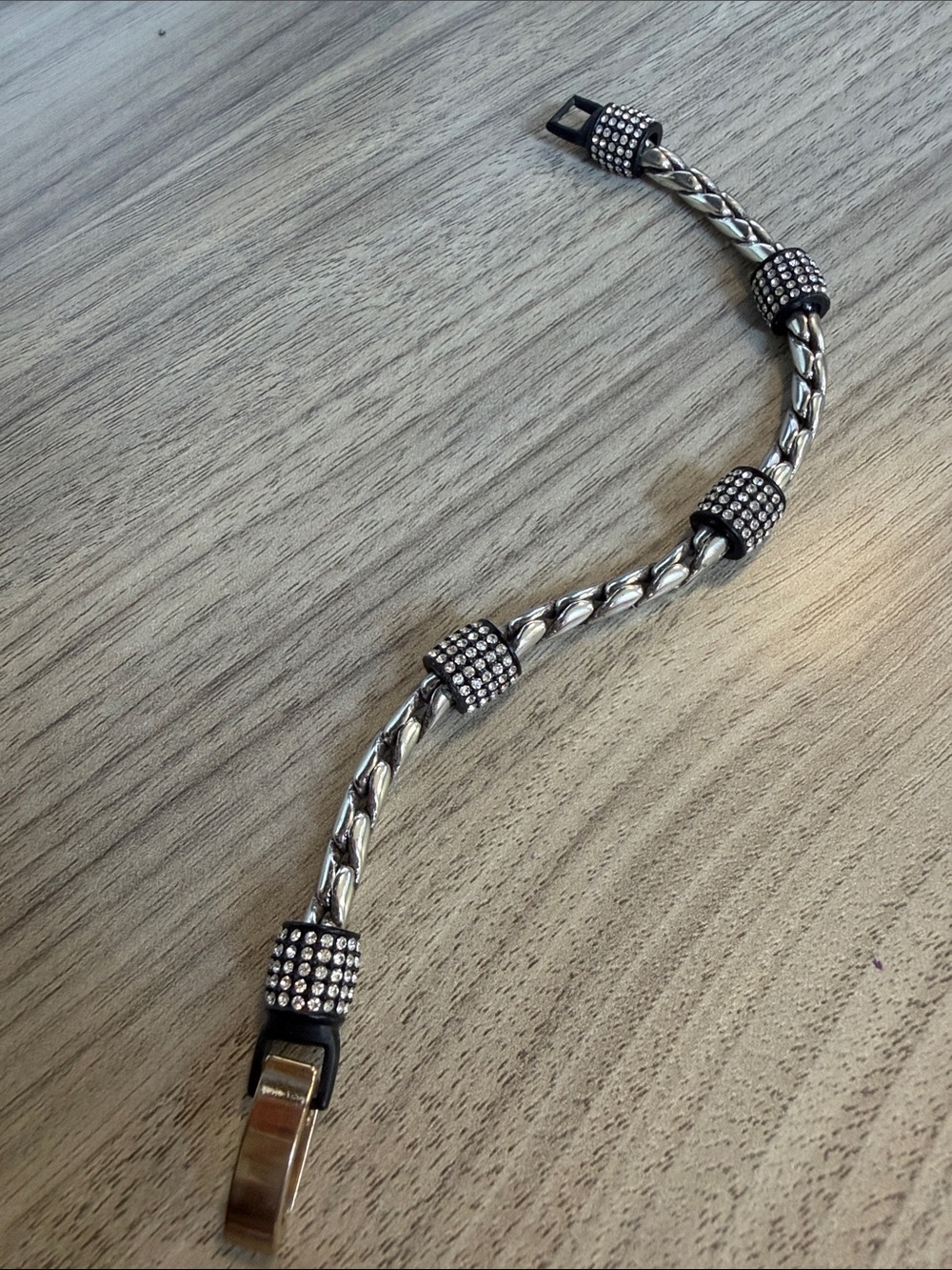 Brighton Silver Braided Bracelet with Studded Bead Accents